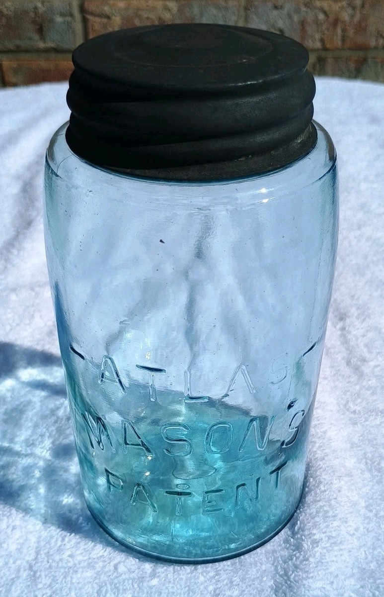 ATLAS MASON'S PATENT Blue Quart (O) With Zinc Lid | eBay