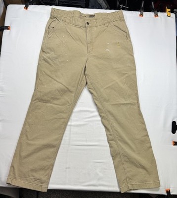 Carhartt Men's Fit 38x31 BN2291-M Relaxed Fit Tan Canvas Jeans Work Pants Rugged