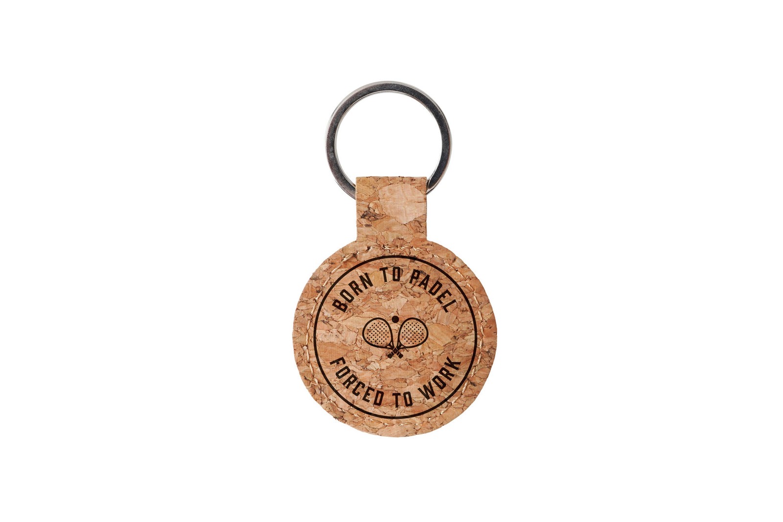 Round Cork Keyring 'Born To Padel' | Racket Sport Novelty Keyring