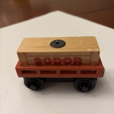 Thomas  Friends Wooden Railway Brown Cargo Car w/ Tan Cargo