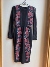 Club L Black Form Fitting Dress With Rosettes Size L