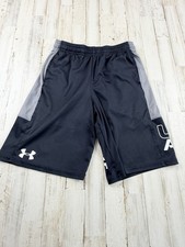 Under Armour Youth L Boys Shorts Logo Graphic Loose Fit Adjustable Waist Black