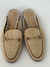 Sam Edelman Beige Slip-On Loafer Flats Gold Hardware Almond Toe Women