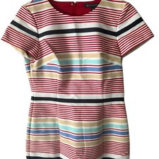Women’s Brooks Brothers Striped S/S Dress Fully Lined Zip Back Size 4