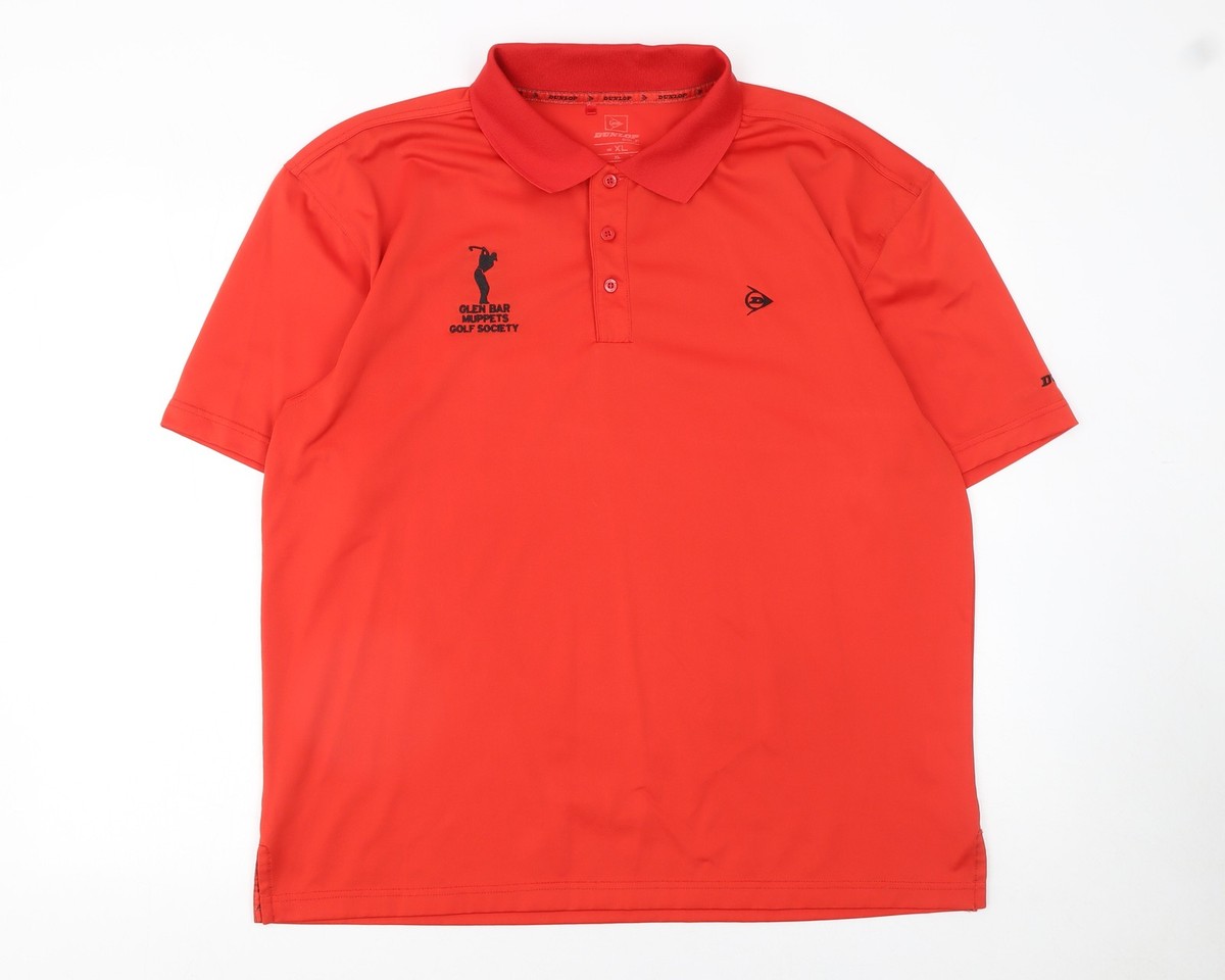 Dunlop Men Red Golf Polo Shirt XL Moisture Wicking Sports Top | eBay