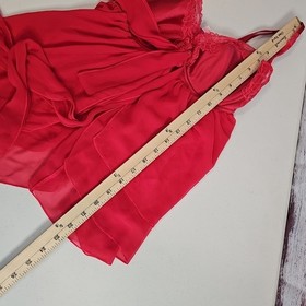 Victoria&rsquo;s Secret Vintage Bow Red Babydoll Lingerie 36D & Flutter Panty Size M/L