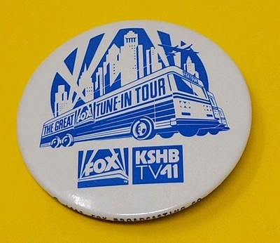 Vintage 1987 Pinback Button Fox TV KSHB 41 Kansas City MO Television RARE 
