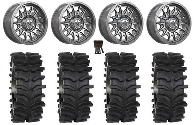 MSA Commander 24x10'' Wide Wheels Platinum/Mh 35'' XT400W Tires Textron Wildcat XX