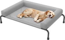 Elevated Dog Bed for Large Dogs, Cooling Raised Dog Cot with Bolsters, Breathabl