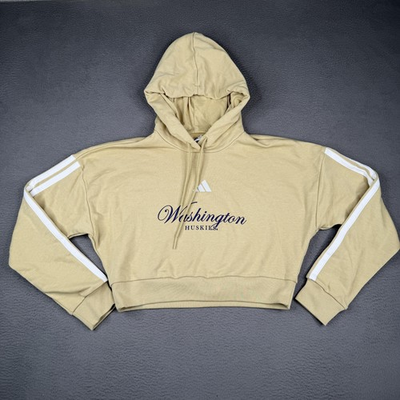 #ad #ad Washington Huskies Cropped Hoodie Sweatshirt Womens Small Beige NCAA Adidas $29.95