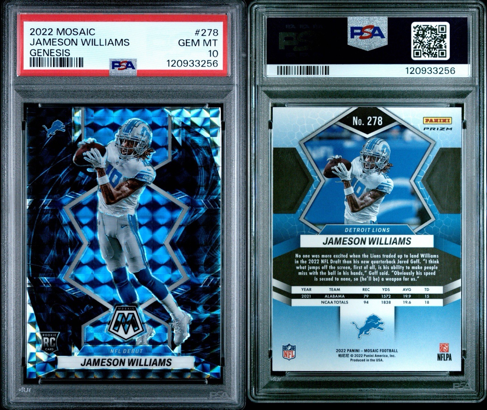 2022 Panini Mosaic - NFL Debut Jameson Williams #278 Genesis Mosaic Prizm (RC)