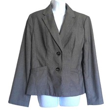 Ann Taylor Blazer Jacket Career Pockets 2 Button Front Lined Taupe Gray EUC  14