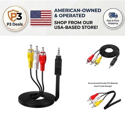 5ft AV Audio Video Cable: 3.5mm to RCA Tangle-Free for Seamless Connectivity