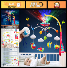 Crib Mobile with Projector, 108 Melodies, Remote Control  Rotating Rattles for