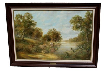 Raymond Bayless Original Oil Painting Boy Fishing 1981 J M W Turner Influence