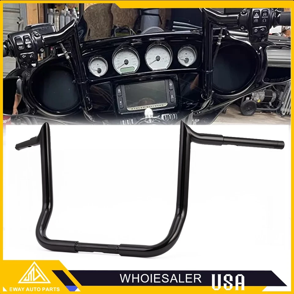 Rise 14"  Meathook Ape Hanger Bar Handlebar For HARLEY ULTRA LIMITED GLIDE 86-25 - Image 3 of 4