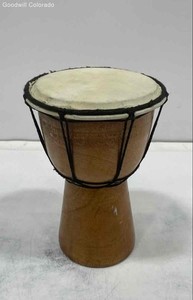 White Brown Wooden Handcrafted Footed Musical Mini Djembe African Drum