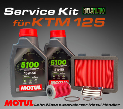 Service Kit passt für KTM Duke 125 2017-2021 Ölfilter Luftfilter Motul 15W50