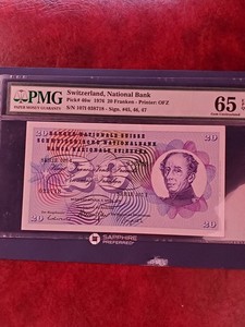 1976 switzerland 20 franken PMG 65