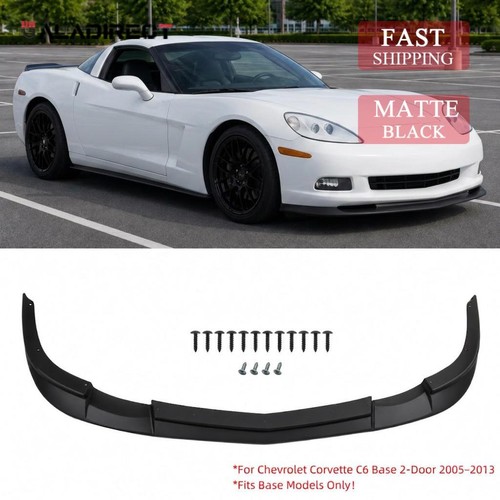 For Corvette C6 2005-2013 Base Model Matte Black ZR1 Style Front Lip Splitter