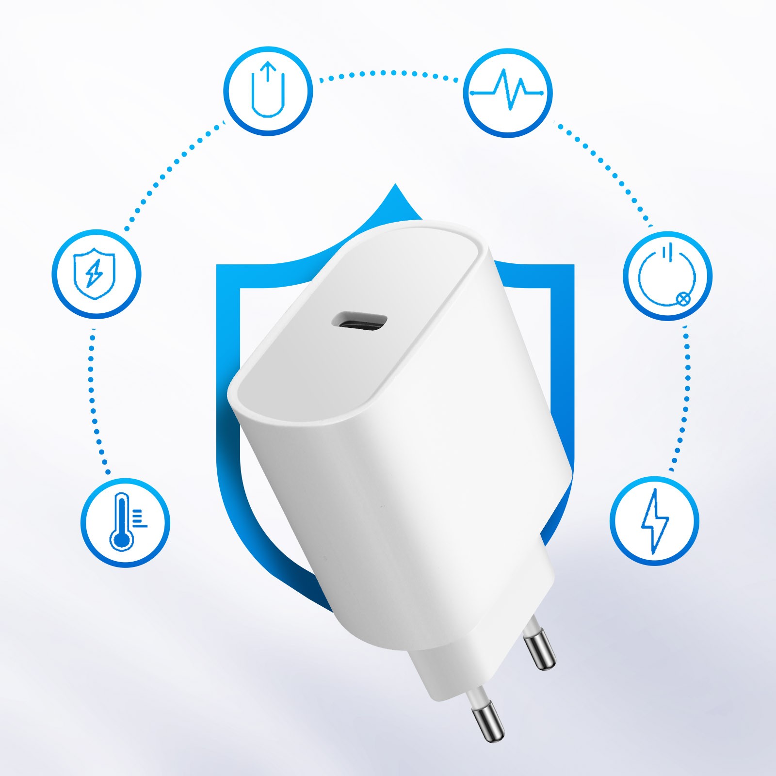 Chargeur USB-C 20W Power Delivery Blanc pour iPhone et Android