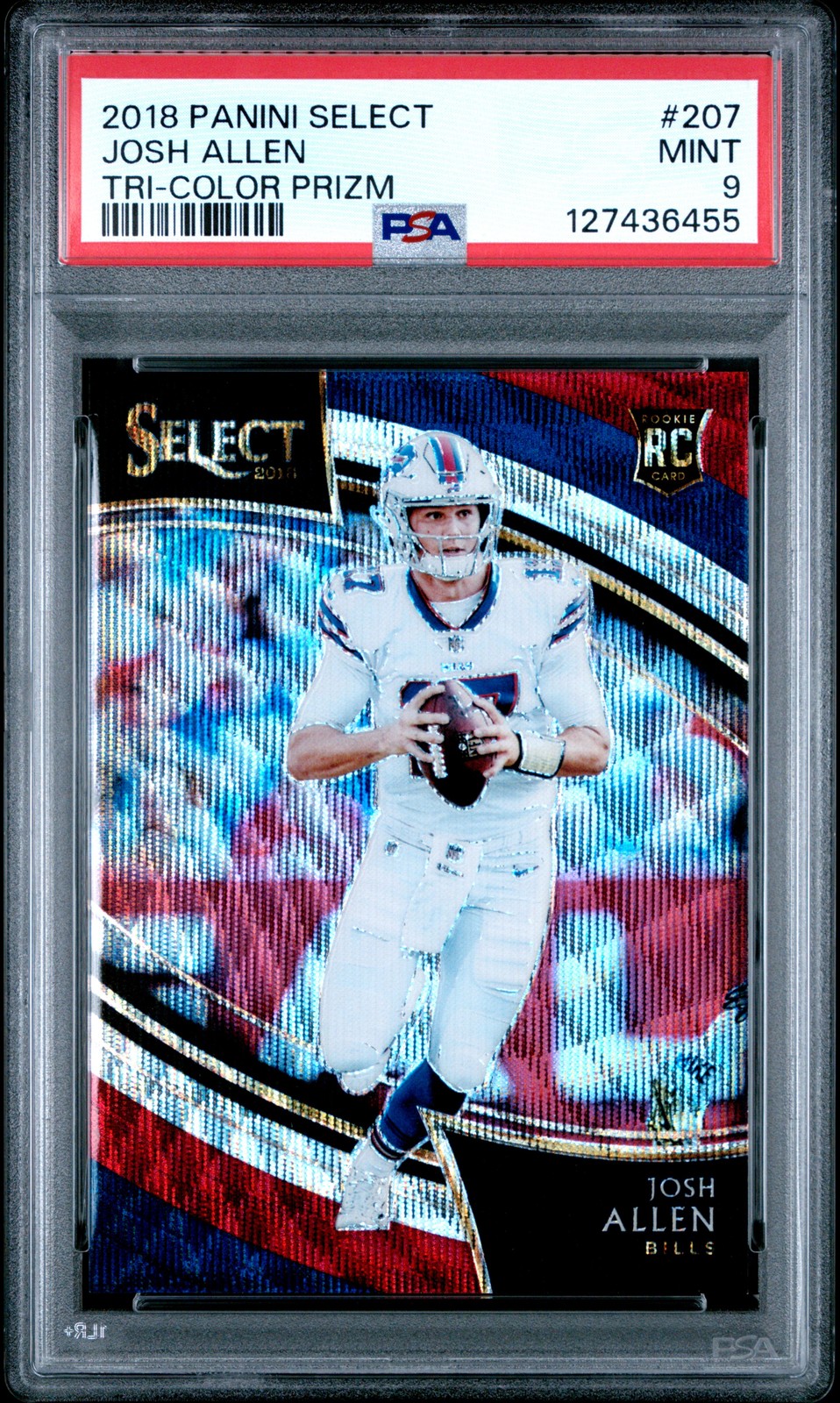 2018 PANINI SELECT TRI-COLOR PRIZM #207 JOSH ALLEN ROOKIE RC 57/99 PSA 9