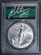 2025 $1 SILVER EAGLE UNC Brandon Adams Signed CELEBRITY MINT PCGS Gem BU A7124