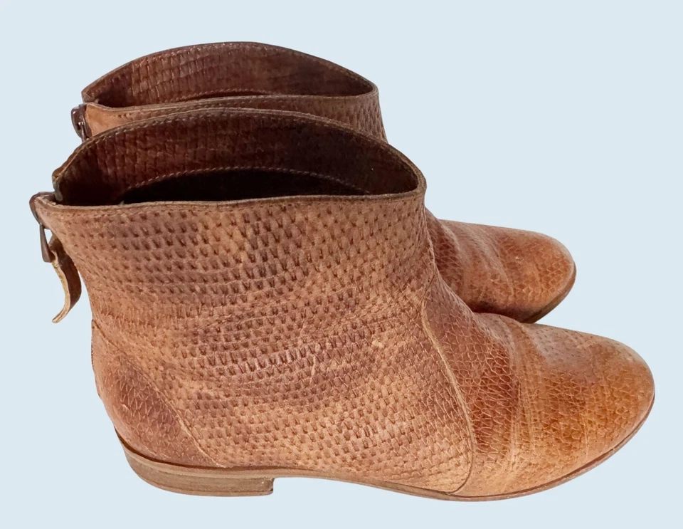 Botines CYNTHIA VINCENT Marrón Texturizado Espalda Cremallera Talla 6.5 Foto 4 de 4