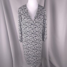 Karen Kane Dress Womens Medium Black White Abstract V Neck Tunic Shift USA Artsy