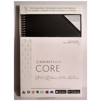 NEW Rocketbook CORE Smart Reusable Notebook Executive Size 6x8.8'' - 36 pgs Black