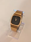 Vintage Seiko 6430-5229 Men's dress watch tank gold 1980s 90s black dial quartz