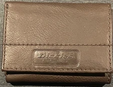 Dickies Brown Tan Genuine Leather Tri Fold Wallet Men's 