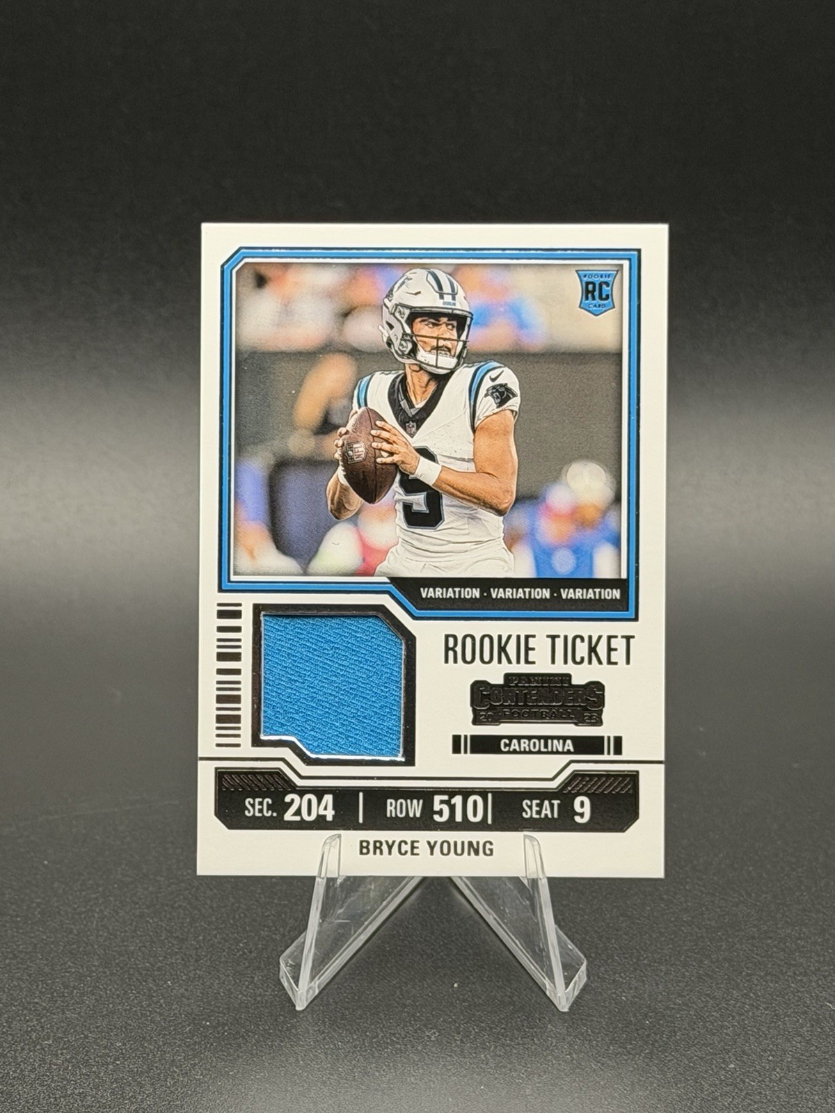 Bryce Young 2023 Panini Contenders Panthers Variation Rookie Ticket Patch #TS41V