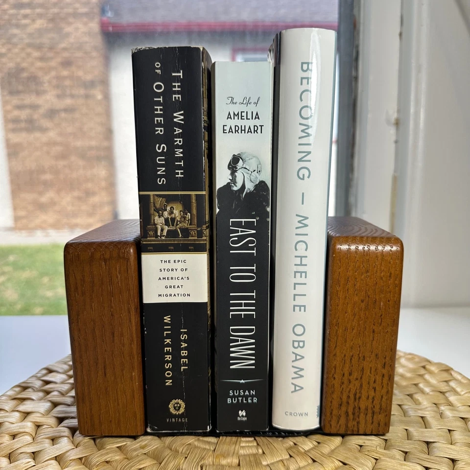 Sujetalibros de madera Smokador vintage extremos de libros de madera lisa decoración de biblioteca en el hogar Foto 2 de 4