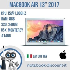 MacBook Air 13" 2017 Cpu i5 @1,80ghz  Ram 8gb  SSD 240gb  A1466  OSX GRADO B