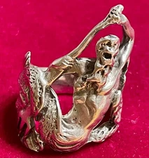 Poseidon Neptune Triton sea god Trident ring size 9.5 sterling silver women men