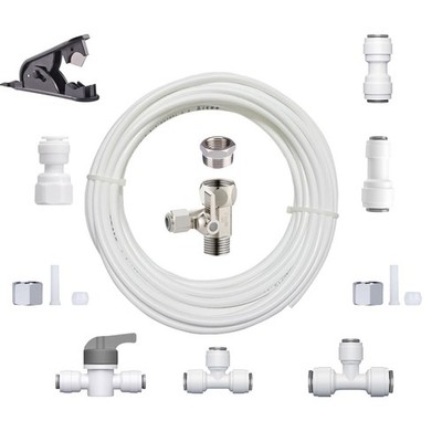 Refrigerator Water Line Kit Connection and 1/4 Compression Ice Maker Installa...