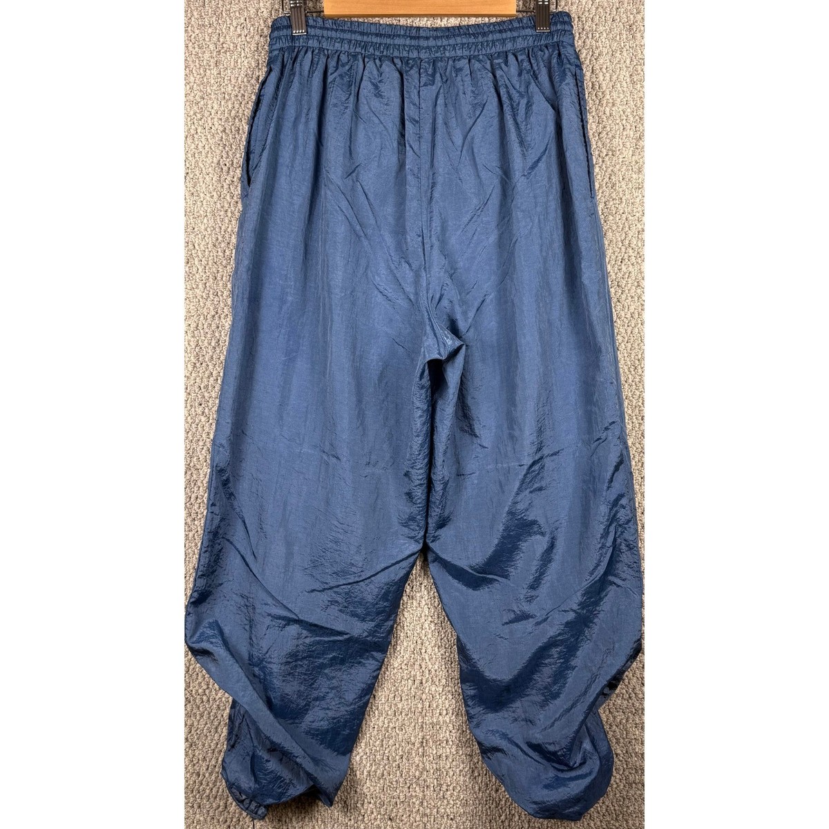 Unbranded VTG 80s - 90s Track Pants XL Blue Nylon Lined Zipper Cuff Windbreaker View 2