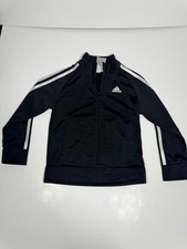 Adidas Track Jacket Kids 4 Black White 3 Stripes Regular Fit Full Zip Running