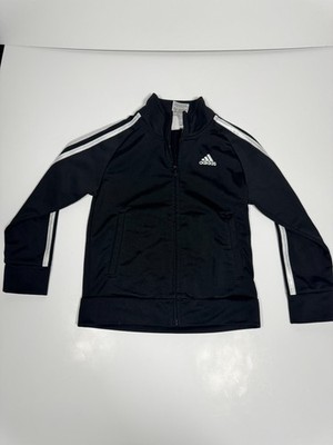 Adidas Track Jacket Kids 4 Black White 3 Stripes Regular Fit Full Zip Running