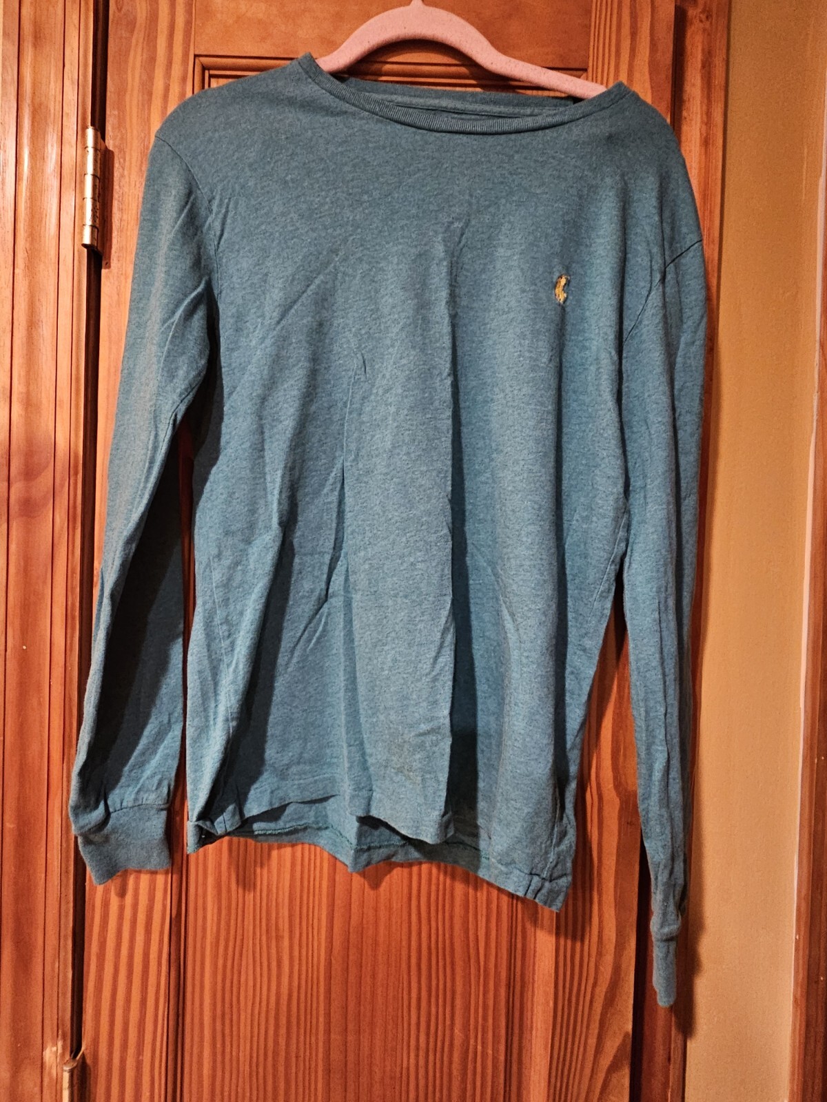 Polo Ralph Lauren blu verde camicia manica lunga taglia Xs giallo pony