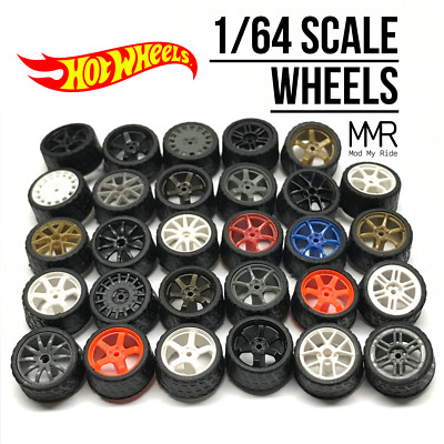 1/64 SCALE REALISTIC CUSTOM Real Riders Wheels Rims Rubber Tires Set for Hot