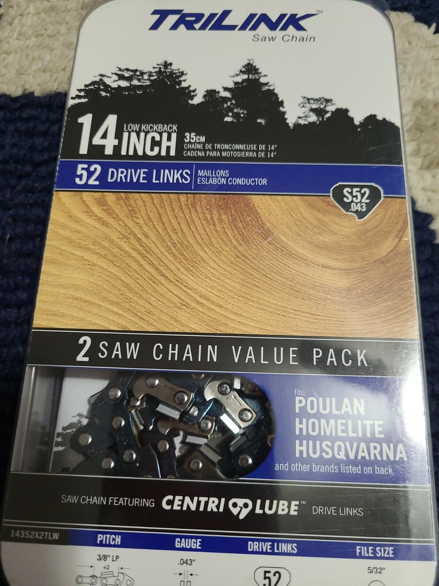 2-Pack TriLink Chain Saw 14 Inch Saw Chain 14352X2TLW Echo
