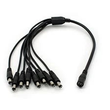 Pack of 5 Power Splitter 8 DC Female to 1 Male for CCTV Cameras