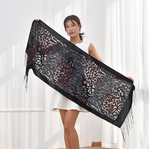 Sexy Leopard Pashmina Velvet Scarves Women 2018 Burnout Shawl Winter Female Gift - Picture 9 of 20