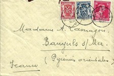 Belgique, 1937, lettre de Gent pour la France