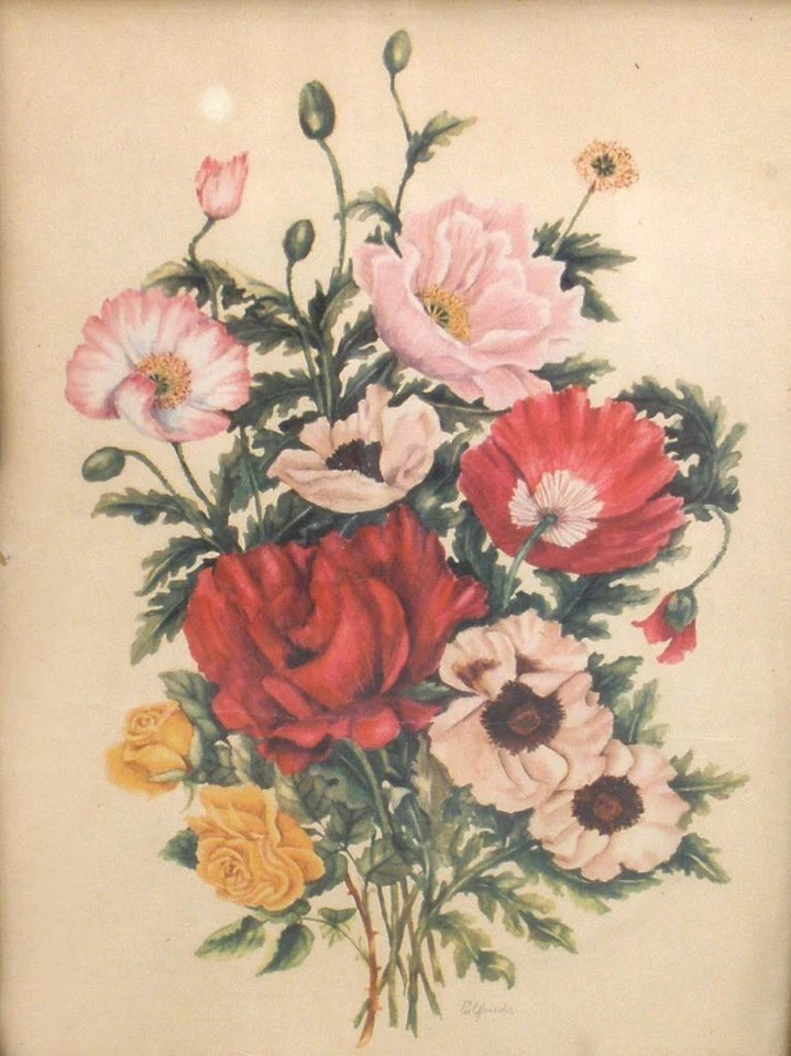 Marco de madera tallado en columpio vintage de los años 20 impresión de mesa giratoria 'ramo floral' Foto 3 de 4