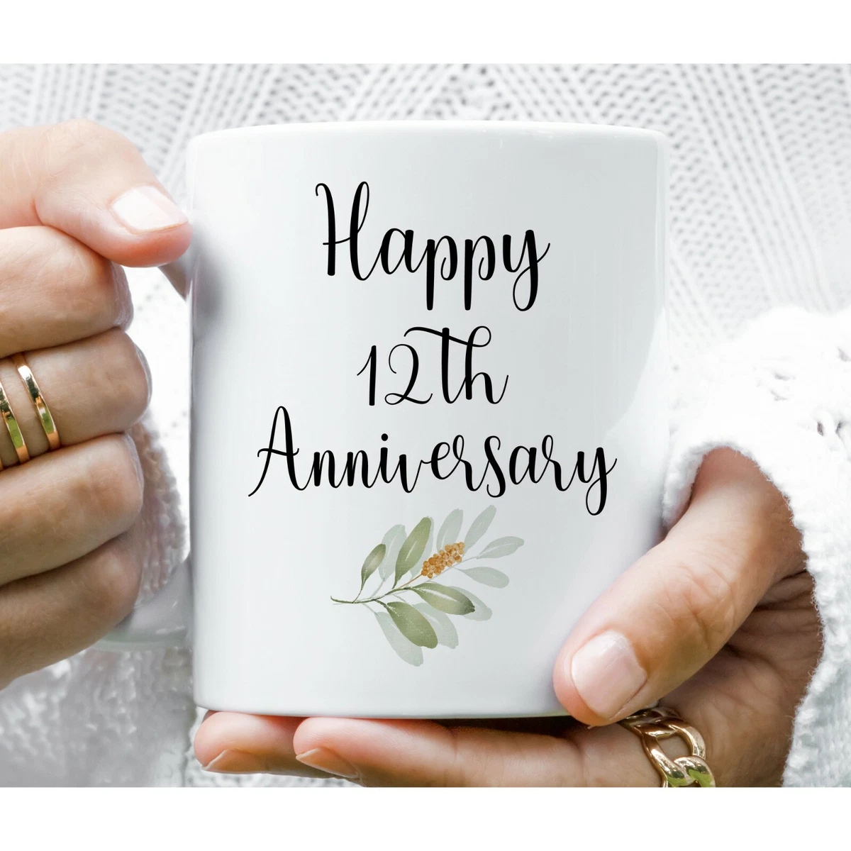 Happy 12th Wedding Anniversary Matching Gift For Couples graphic Coffee Mug  by Art Grabitees - Pixels