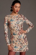 Anthropologie Floral Sequin Mini Dress Size 14 MRSP 248.00