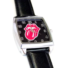 ROLLING STONES WATCH Black Men's Square Face Analog Pointer Wristwatch Gift